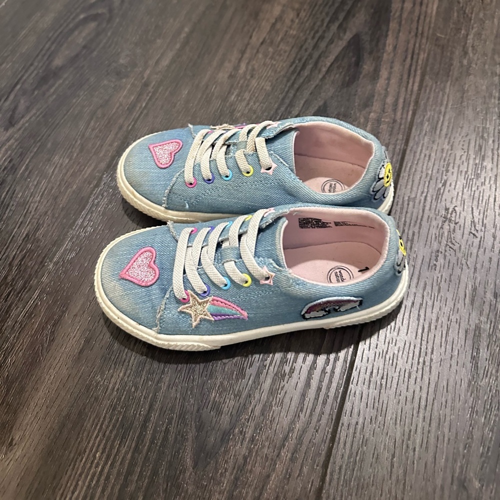 Wonder Nation Blue Sneakers with Pink and Yellow Accents